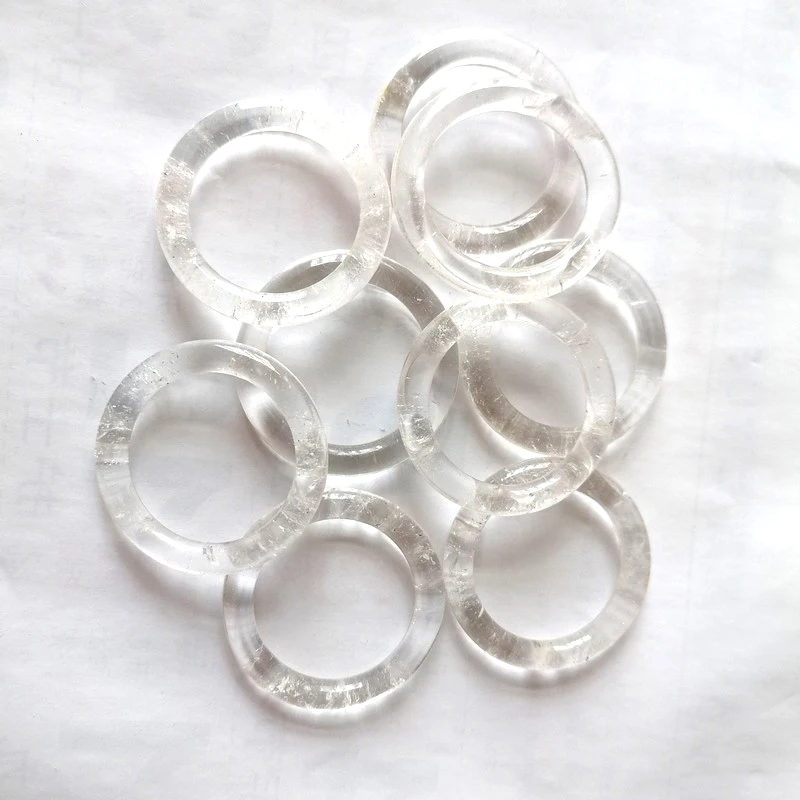 Pendants & Charms natural polish white quartz circle healing crystal round donuts