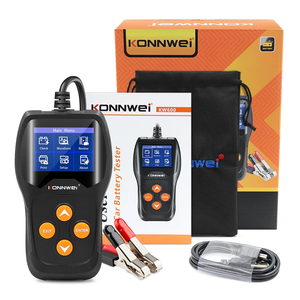 Hot 12V 100 to 2000CCA Digital Car Battery Tester Konnwei KW600 Battery Detector Colorful TFT Screen Capacity Resistance Test