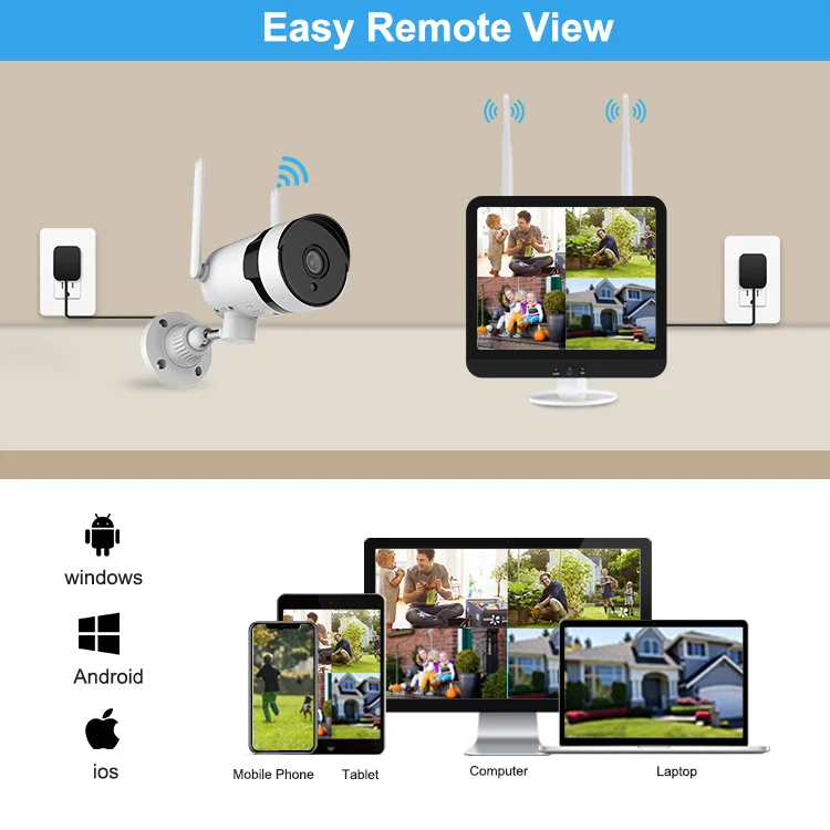All in One 8 Channel Wifi Nvr Kit 3MP 5MP Ptz Cctv Security Camera Surveillance System