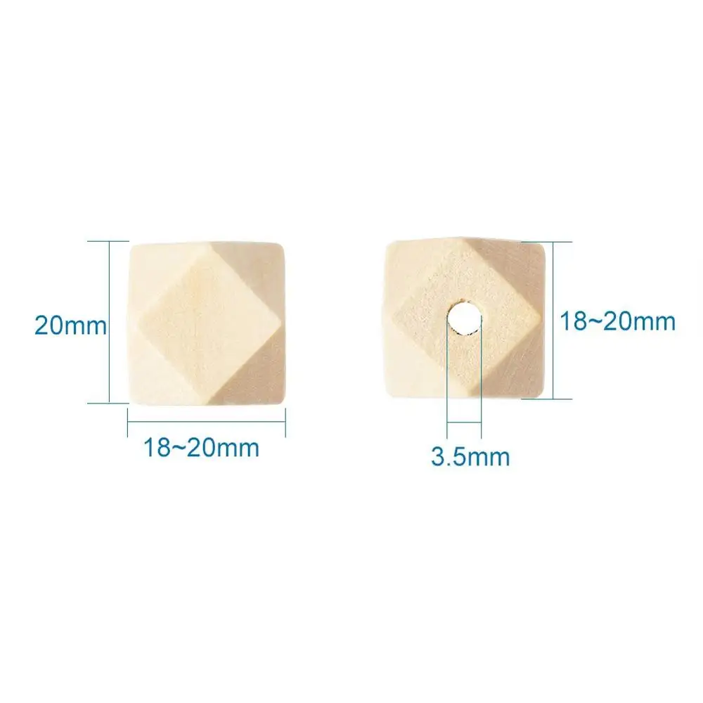 50Pcs 20mm Natural Lead Free Unpainted Geometric Polygon Wood Beads Wood Slices for DIY Craft Jewelry Making
