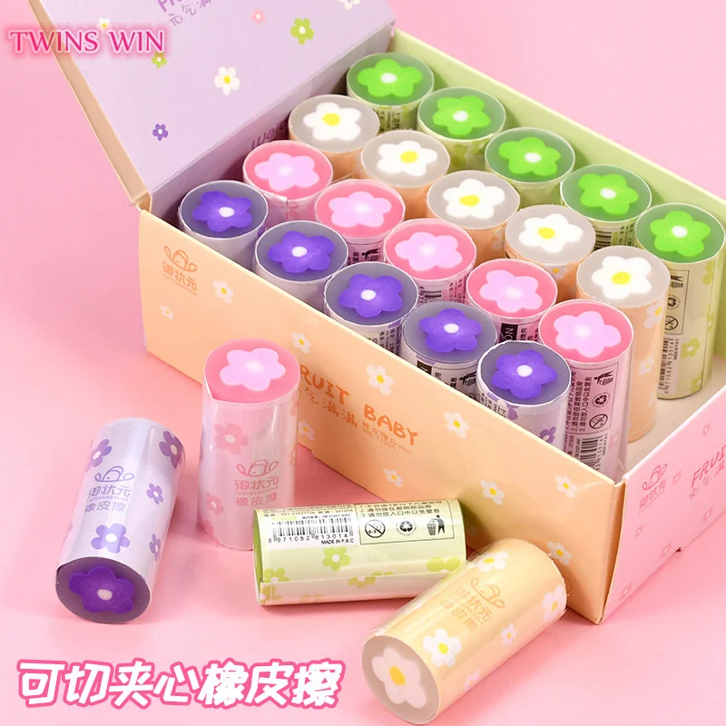 Kids Stationery Round Pencil Eraser Kindergarten Prize Cute Cartoon Flower Eraser 739