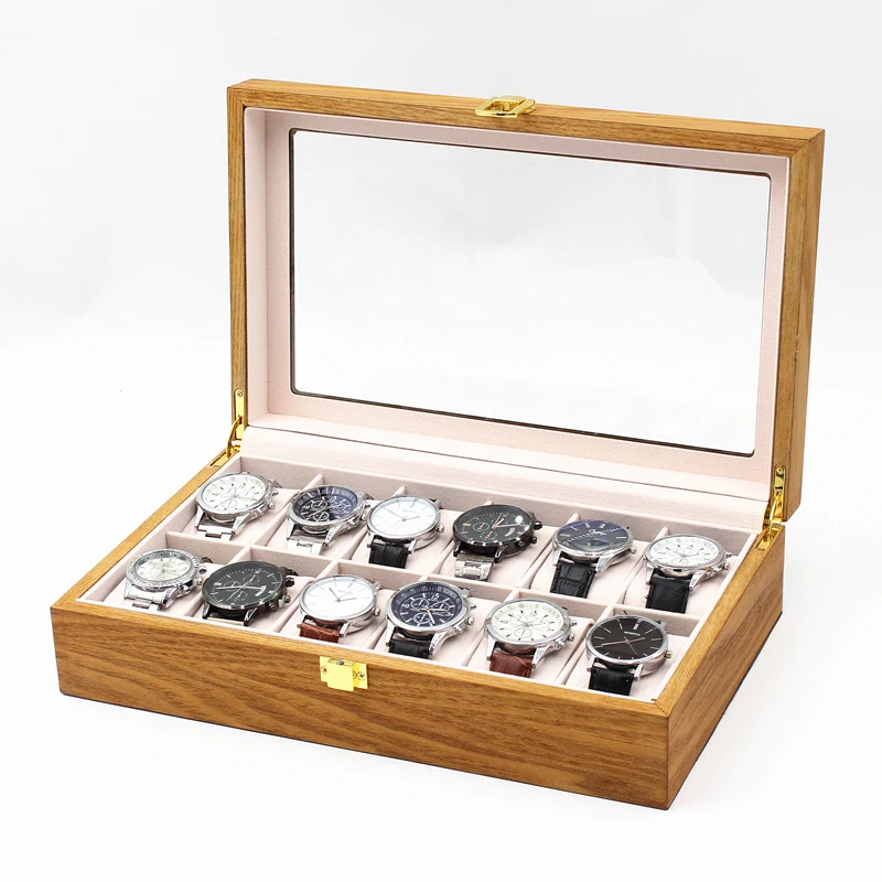 Новый дизайн, органайзер для часов, 12 ячеек, Подарочная коробка для часов из ясеня