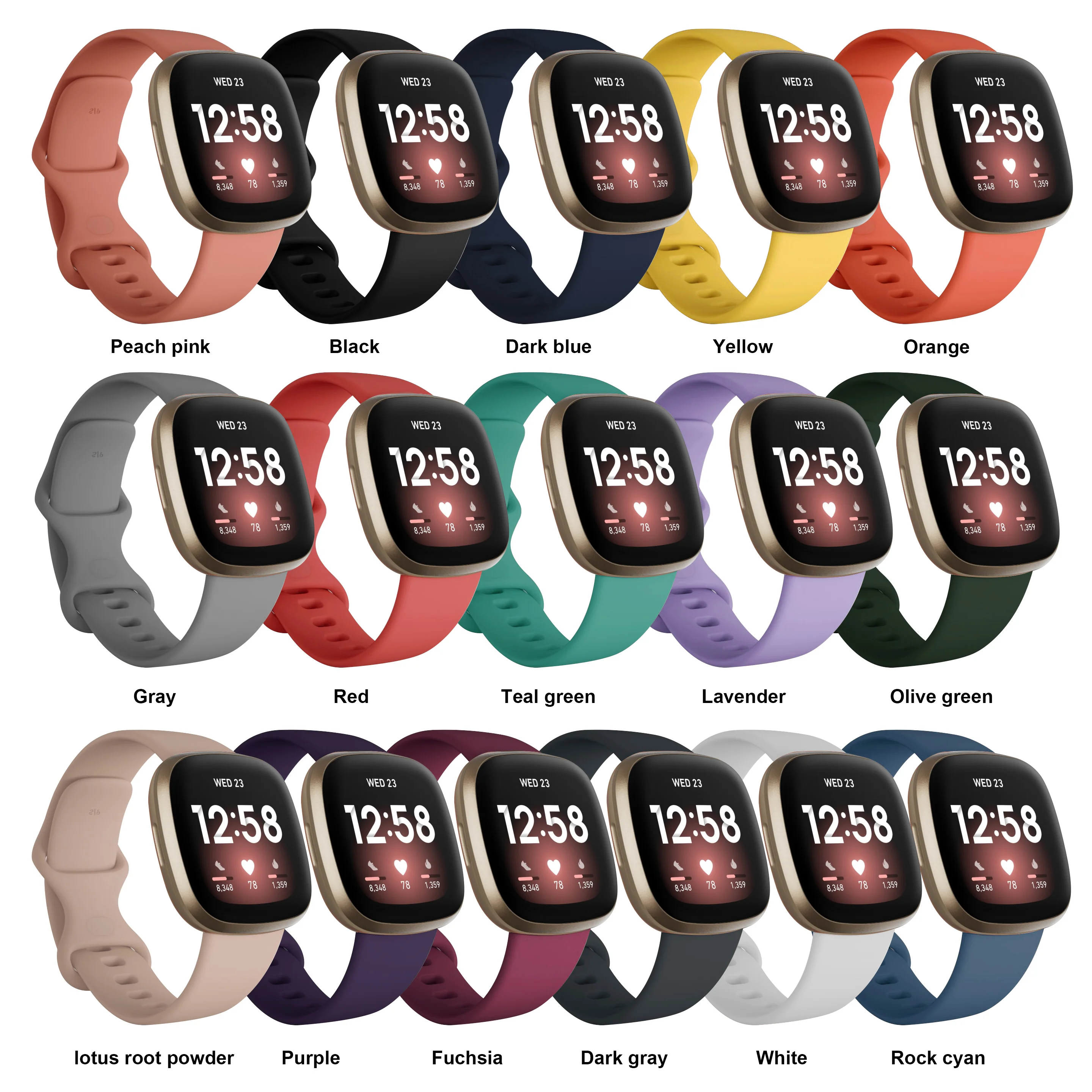 RYB For Fitbit Sense / Fitbit Versa 3 Silicone Band Armband Watch Belt , Versa 3 Rubber Smartwatch Band