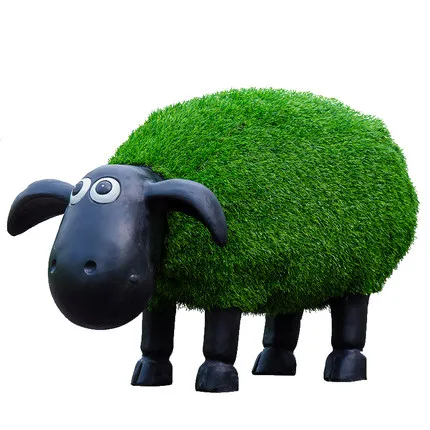Outdoor decorative turf sheep resin fiberglass environmental protection paint cartoon garden life size sheep statues