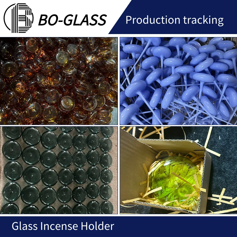 Manufacturer Custom Transparent Hand  Blown Printed Colorful  High Resistance Glass Incense Holder For Stick Home Decoration