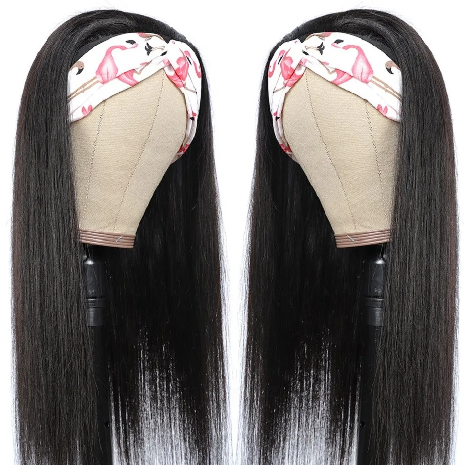 Wholesale free shipping straight cambodian 100% quality remy virgin glueless human hair headband wigs