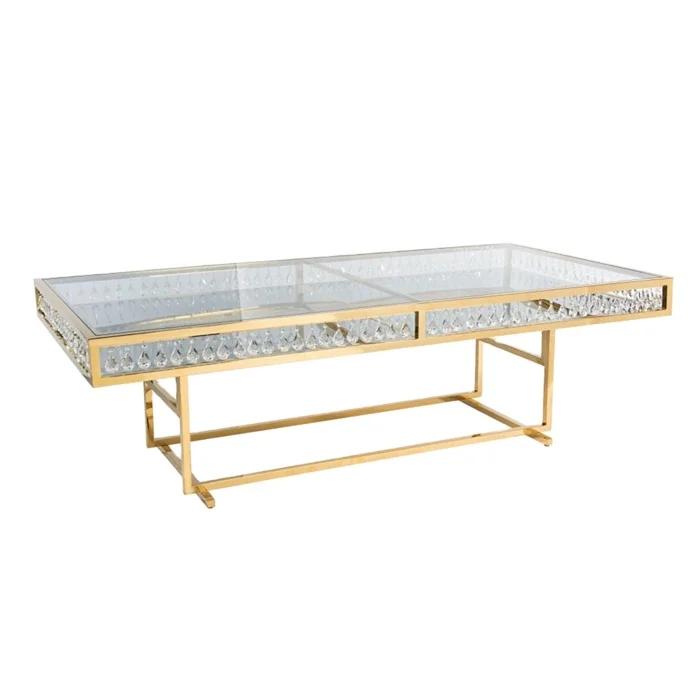 2019 Factory Stainless Steel Wedding Glass Crystal Dining Table