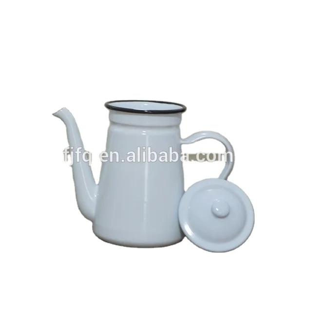Retro Steel Enamel Tea Pot Coffee Pot With Lid