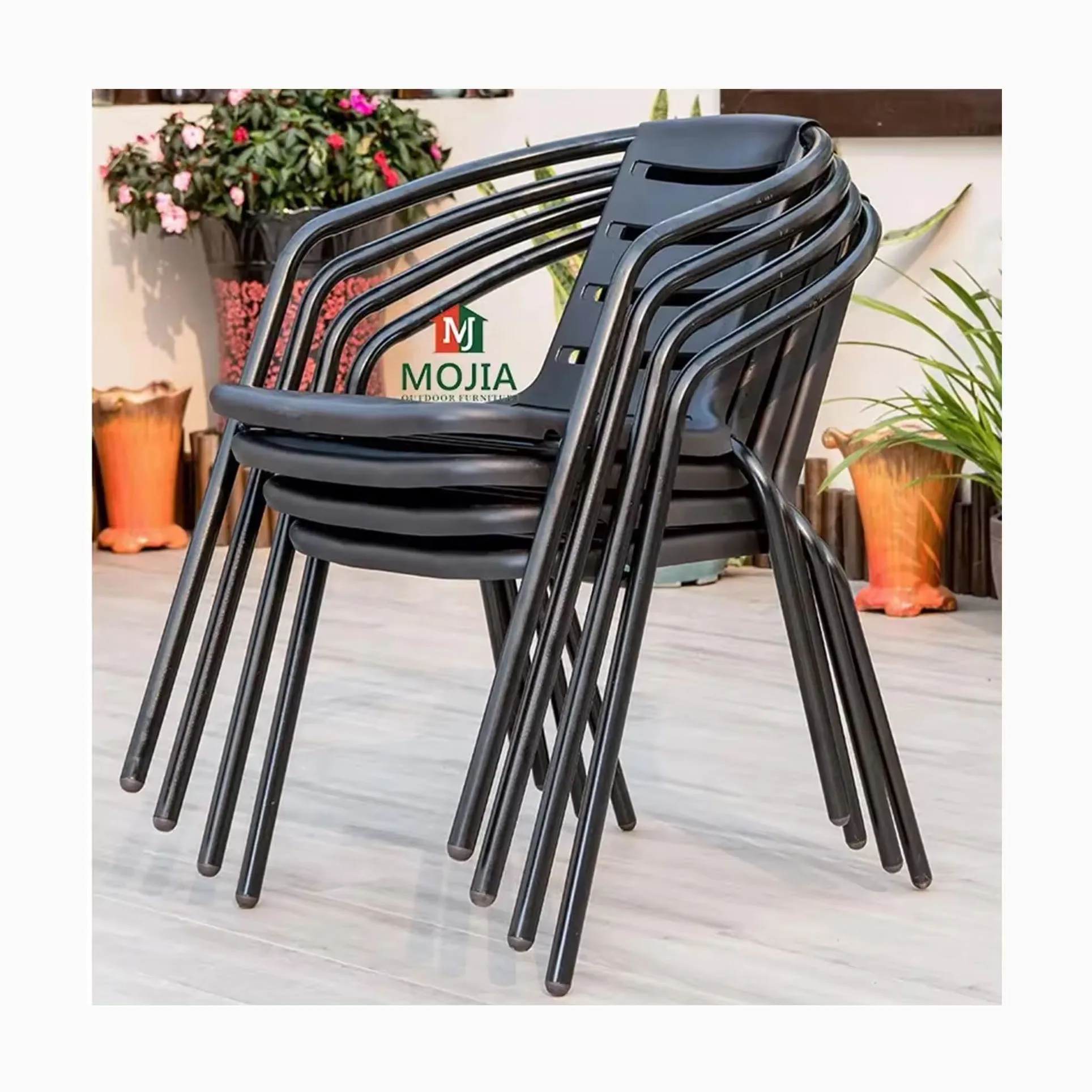 [MOJIA]Corona PVC Stacked Plastic Chair 150KG Load Bearing Capacity Outdoor Garden Patio Dining Chair A-mazon Trending Item
