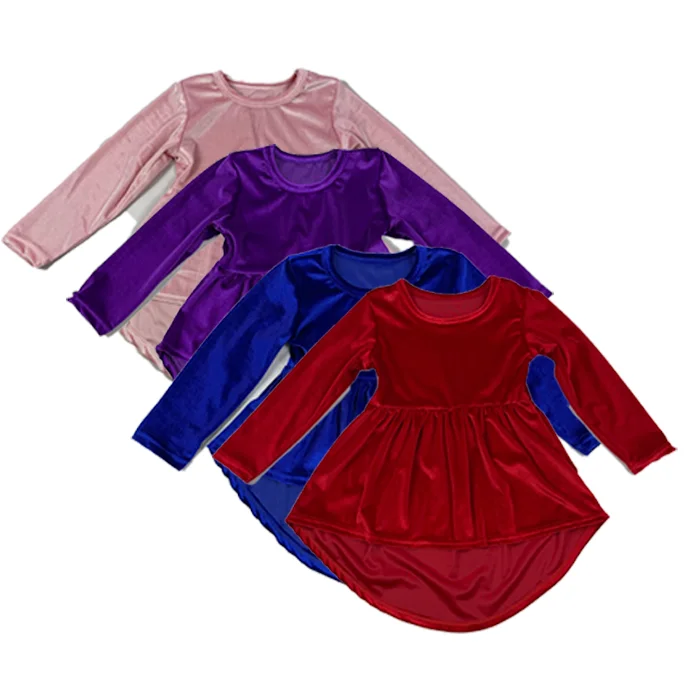 Velvet Frock Design Party Dresses Purple Velvet Long Sleeve Mardi Gras Girl Party Wear Warm Dress Princess Fancy Frocks Cute 50