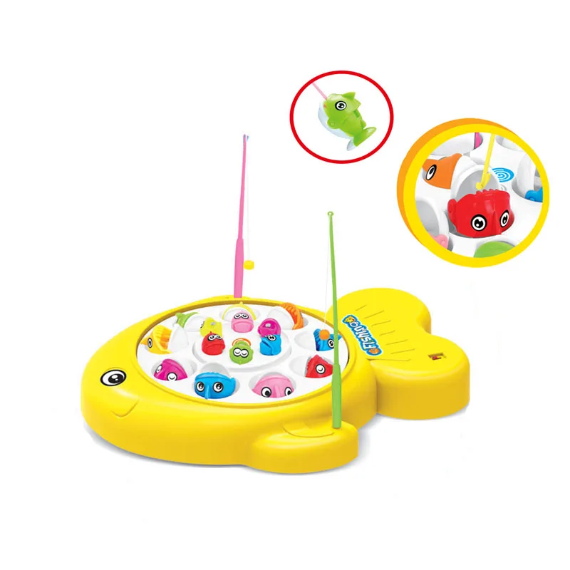 Plastic battery operated 2 fishing rods fun fishing game toys