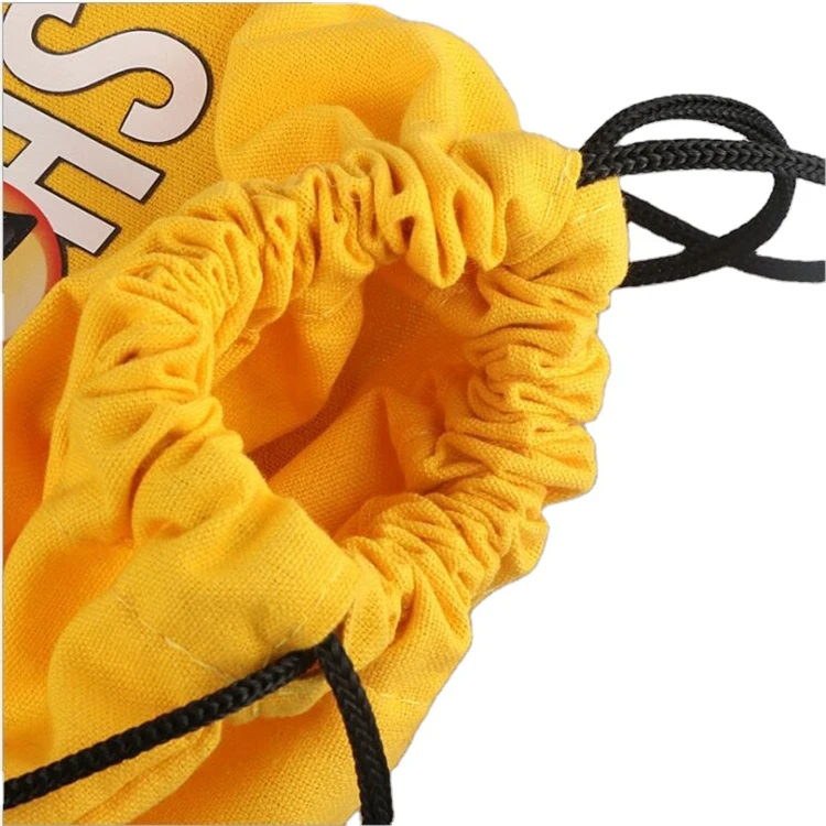Custom color logo printed big cotton drawstring bags for clothes