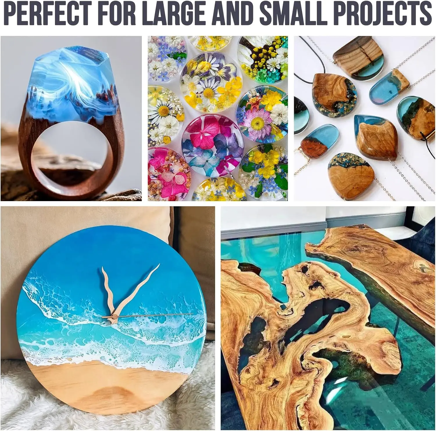 Epoxy Resin 1KG Kit Epoxy Resin Crystal Clear-Not Yellowing and No Bubble Self Leveling Easy Mix 3:1 Casting & Coating