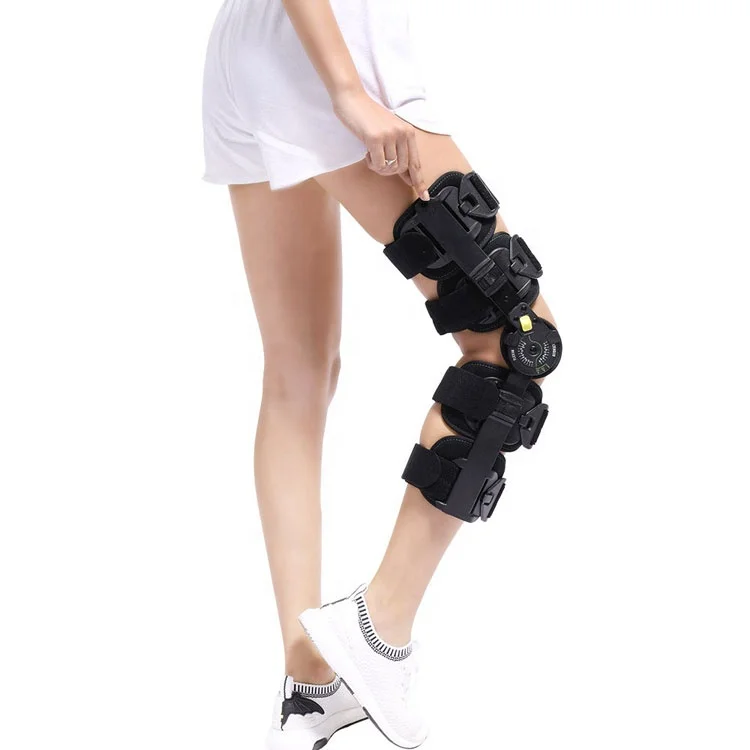 TJ033  Brand-new carbon fiber adjustable orthopedic knee brace medical hinged knee brace  is used to support the leg
