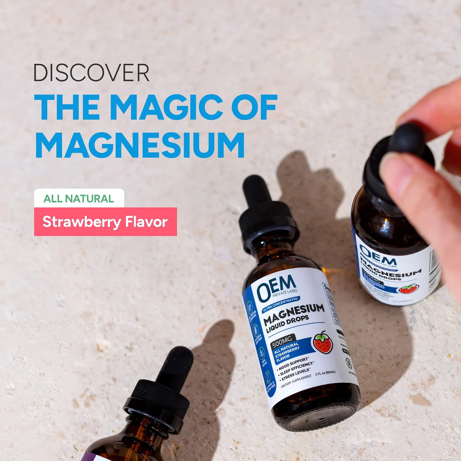 OEM Herbal Supplements Vegetarian Magnesium Citrate Liquid Drops Slim and Stress Relieve Deep Sleep and Improve Mood for Adults