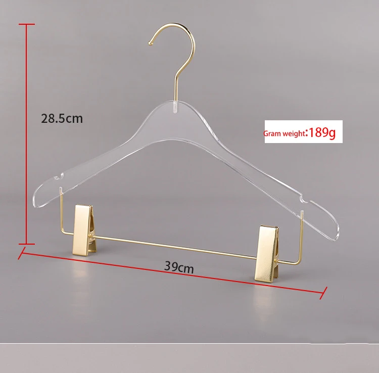 Clothing store acrylic display hanger wedding dress light luxury transparent crystal integrated garment clip fixed printing logo