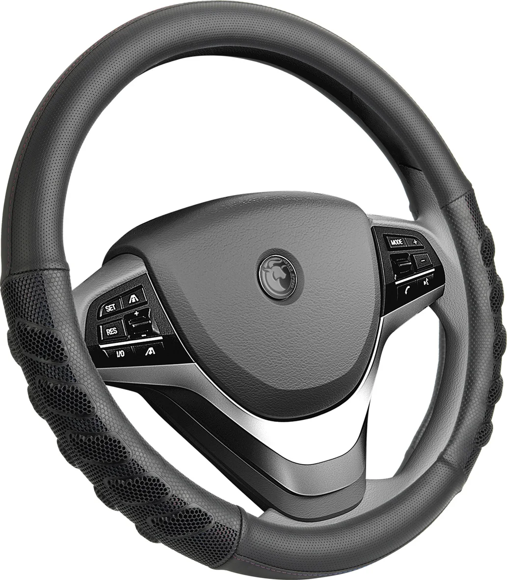 MELCO Microfiber Leather Steering Wheel Cover, Universal 15 Inches (Blue),Breathable Auto Car Steering Wheel Cover for Men