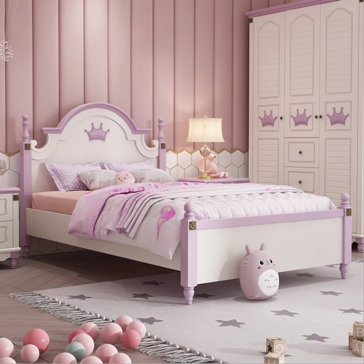 2020 new design crown carving boys or girls bedroom furniture kids bed kids bed set girl