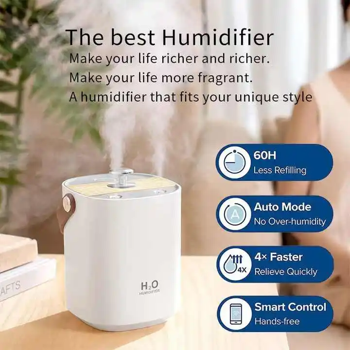 2023 new design 1.2L carrying handle double spray H2O Humidifier USB rechargeable Fashion Air Humidifiers