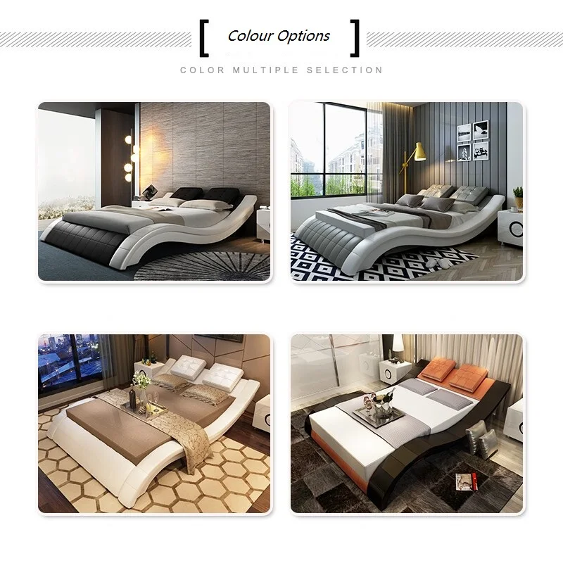 Modern nordic style double fabric bed other bedroom furniture for wedding