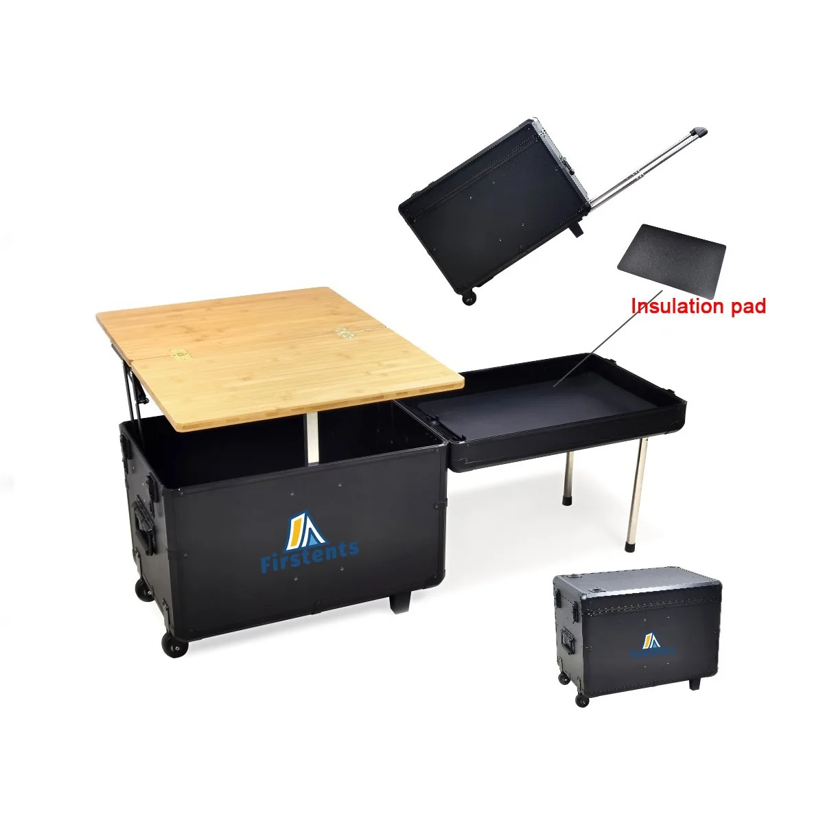 Firstents Outdoor Camping Portable Folding Camp BBQ Kitchen Picnic Aluminum Storage Box With Wheels