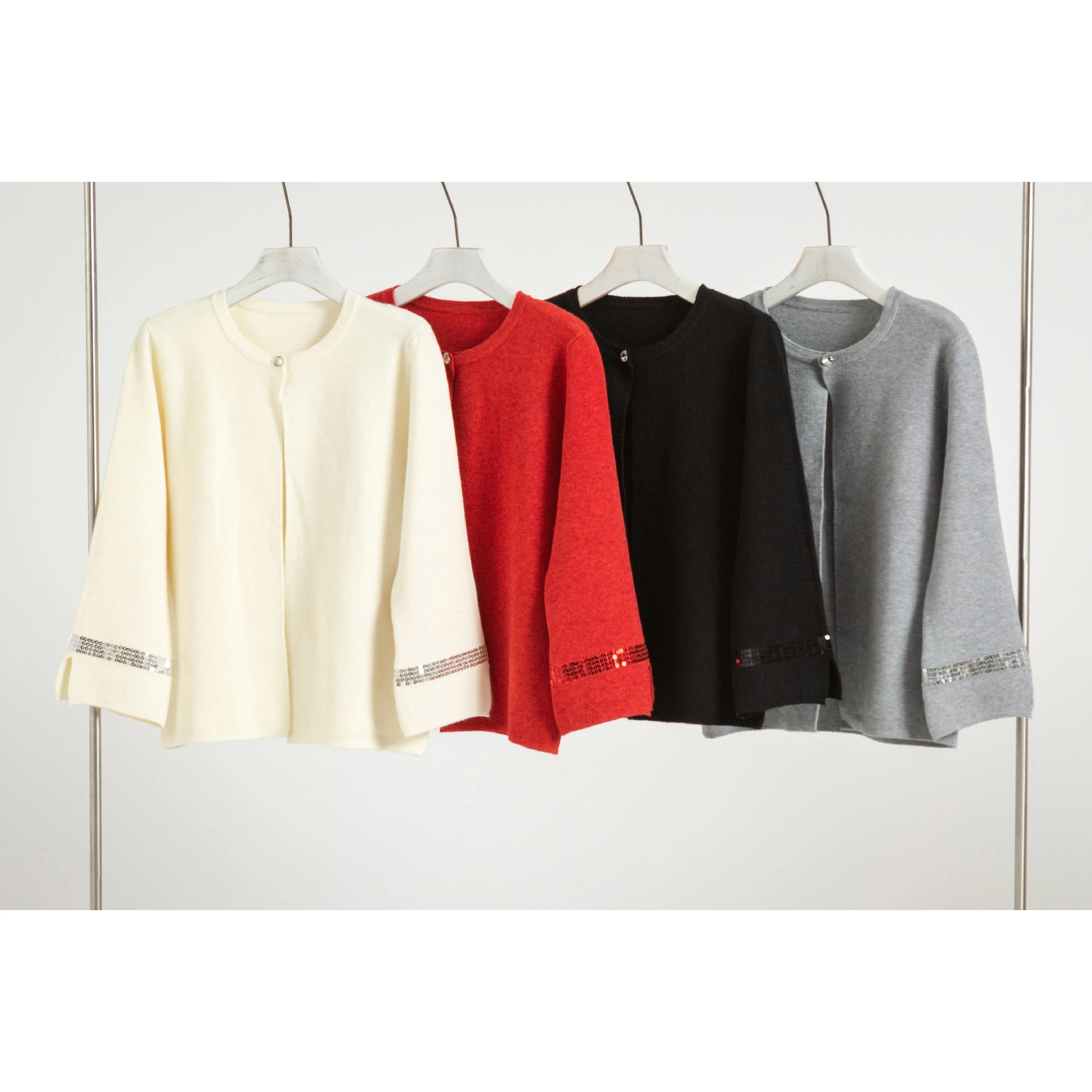 New Design Fashion KnittingFemale Basic Knitwear Split Long Sleeve Cardigan with Pockets for Women Knitted Sweater Cardigan