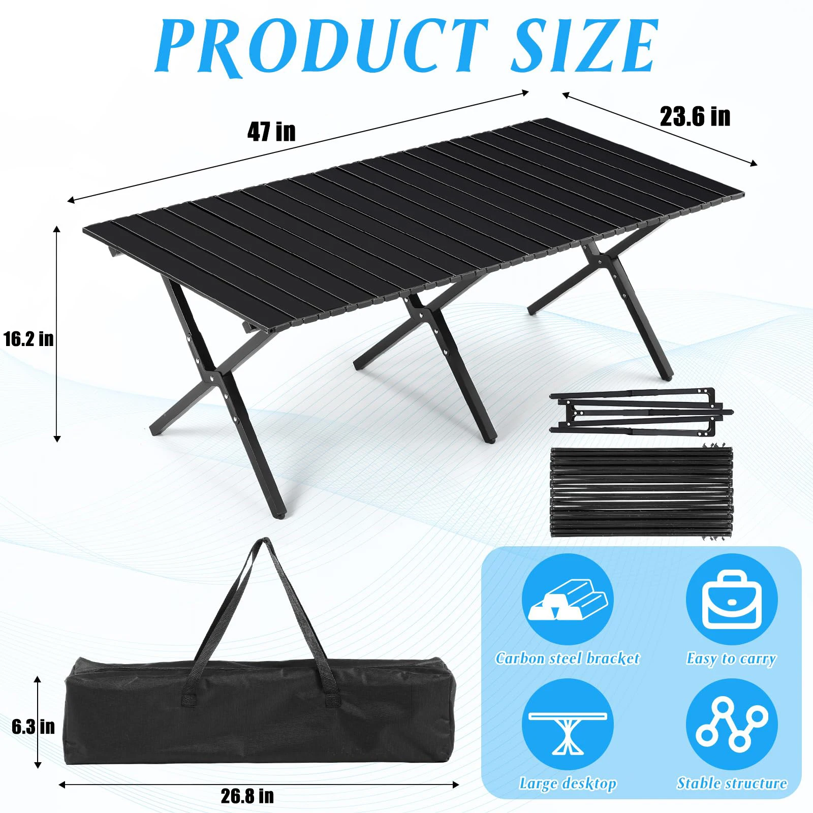 Outdoor Tourist Tables Camping Folding Picnic Table Carbon Steel Camping Equipment Portable