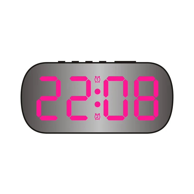 Large Snooze Table Automatic Backlight Mirror Thermometer Electronic Quartz LED Desktop Alarm Clock with Calendar Feature