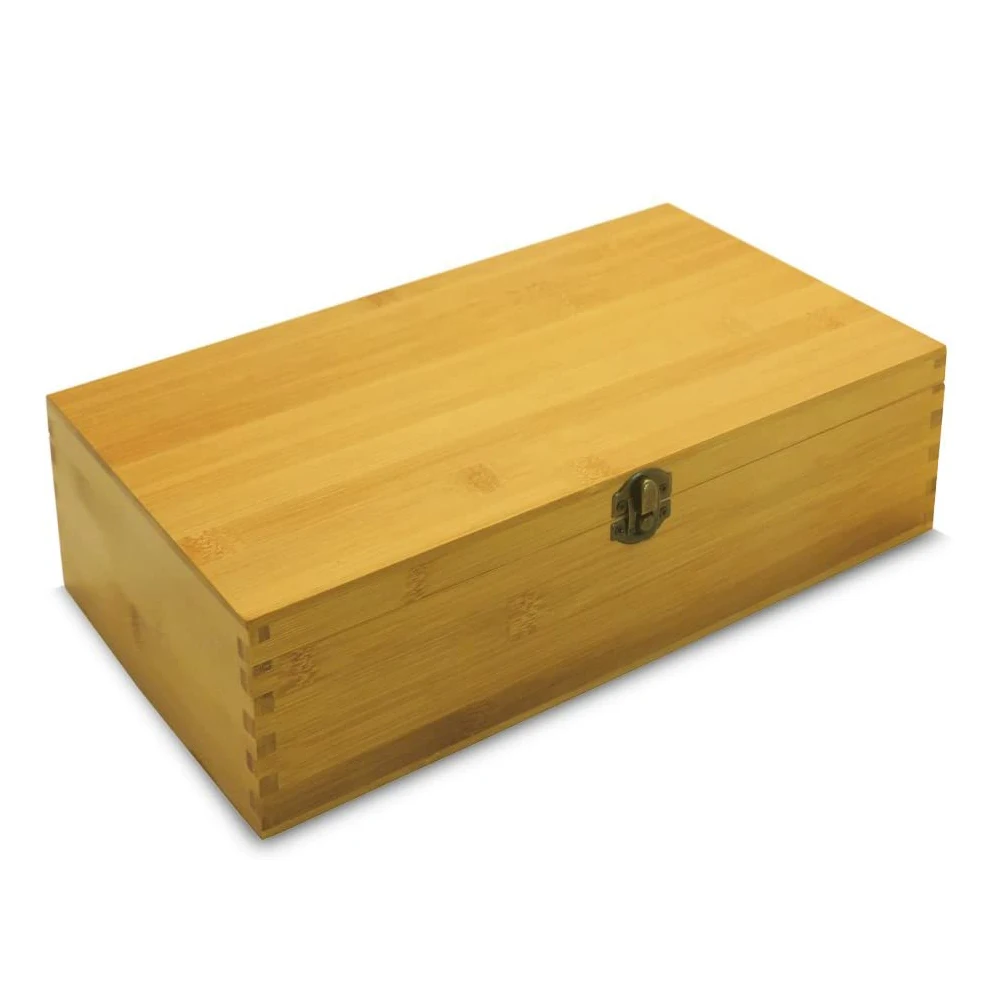 Multikeep Adjustable Tea Box 128 Tea Bag Storage Organizer Bamboo Latching Lid