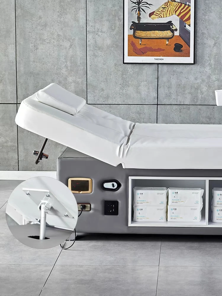 New Design Beauty Salon Furniture CE 3 Motor Wooden Spa Thermal Massage Table Electric Facial Beauty Bed with Big Storage