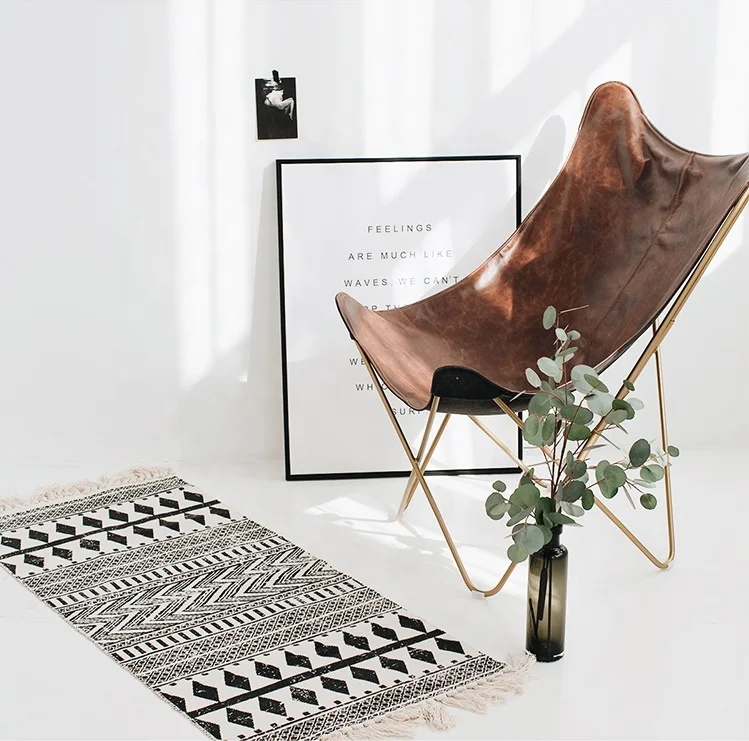 wholesale coconut coir mat boho farmhouse kitchen decor hand woven cotton cotton layered rug modern printed door mats for home