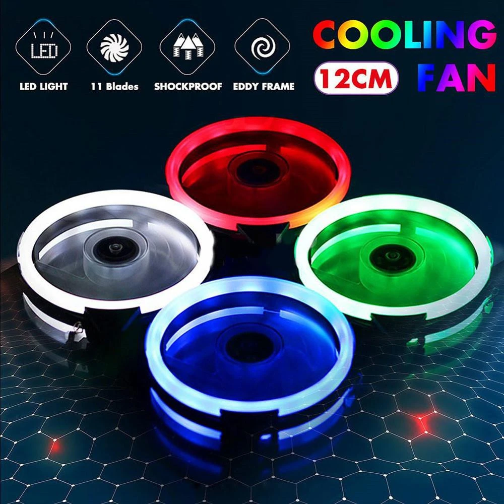  Бесшумный вентилятор с RGB-светодиодами 120 мм 12 см В постоянного тока 3 контакта
