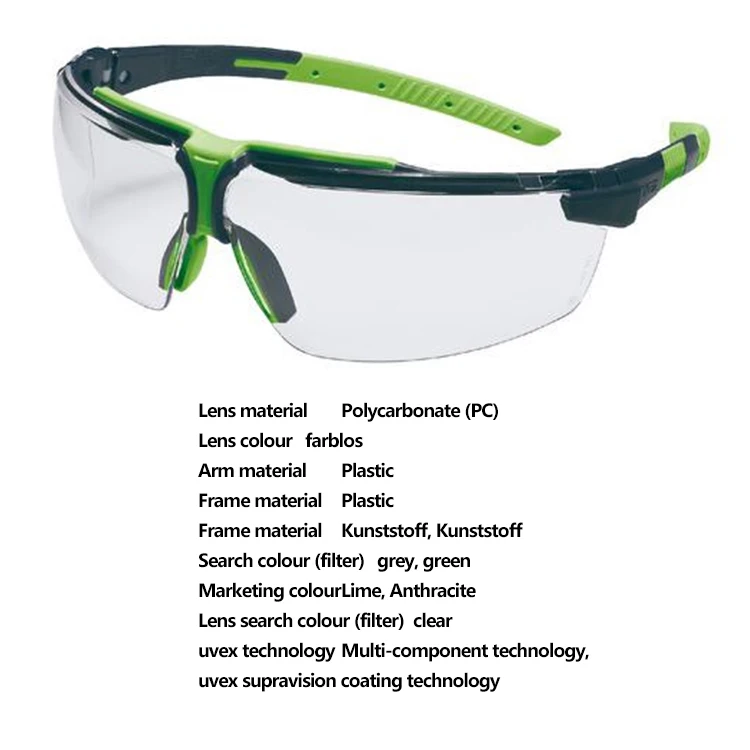 Uvex i-3 s 9190075 Sports Polycarbonate Chemical Resistant Anti Fog Scratch Protective Glasses Safety Goggle