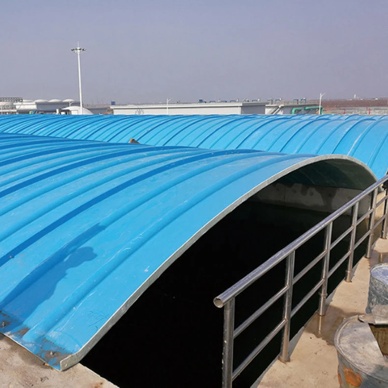 FRP sewage treatment plant waste water tank is covered with FRP odor proof arch cover plate and pultrusion cover plate