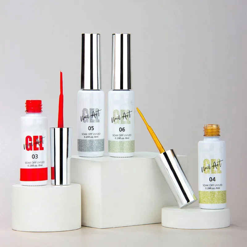 Soak off best quality cheap customized your label long lasting 8ml nail art kit printer