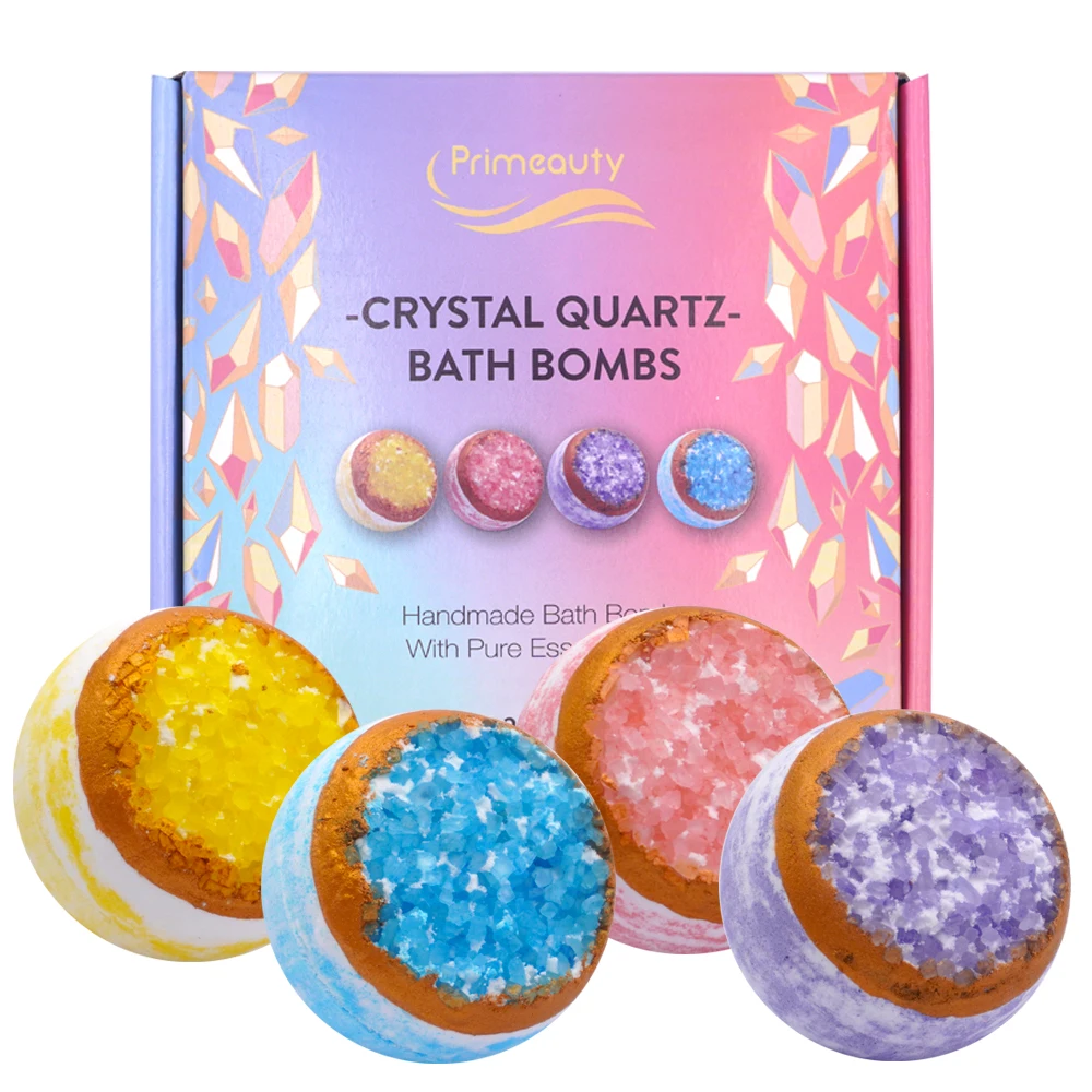 Hot sale wholesale smell good natural personal cleaning care round family pink eco friendly crystal kids bath bombs gift set