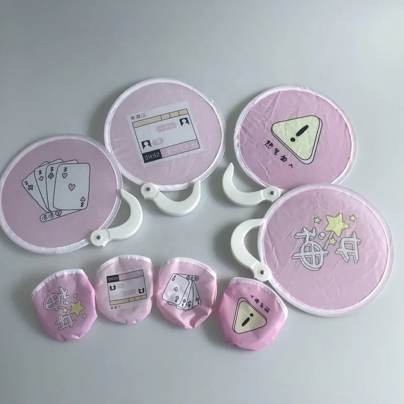 Eco material nylon round folding pocket fan customised hand fan