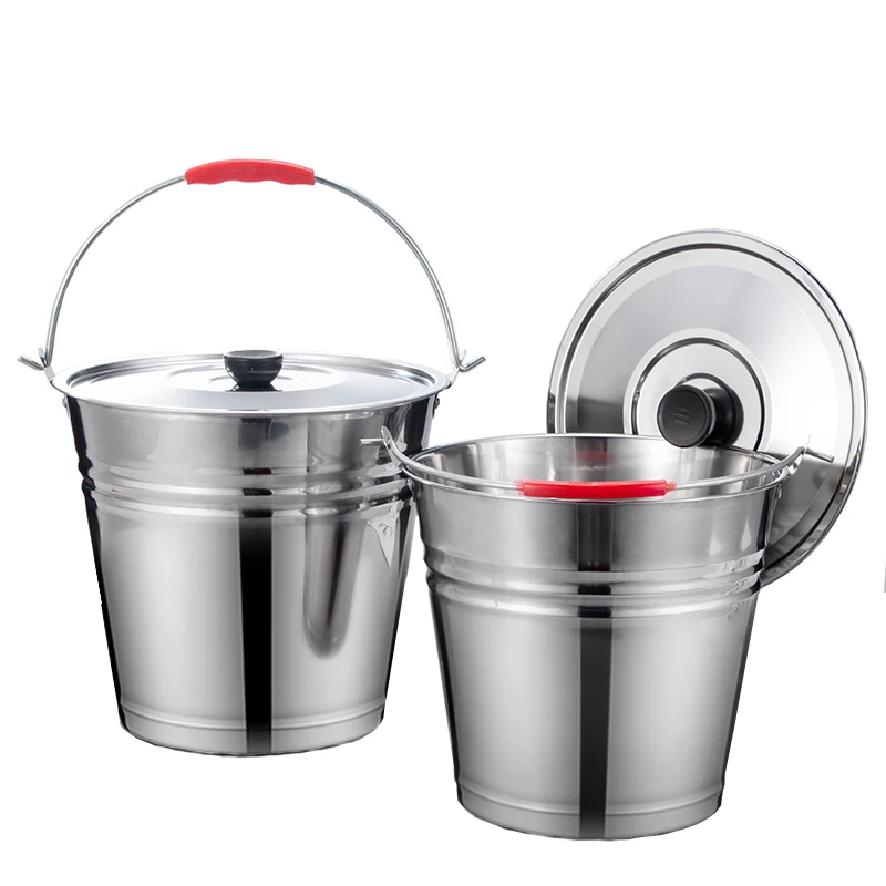 Manufacturer Stainless Steel Portable Water Bucket 4L-24L With Lid Household Cleaning Tool Metal Mop Bucket