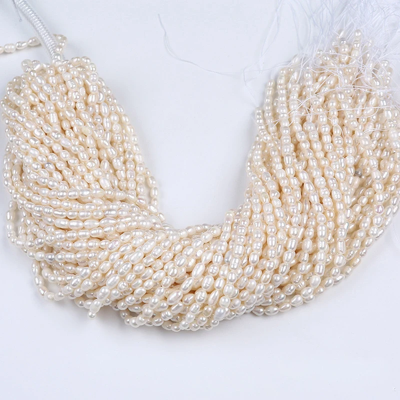 2-3mm AAA AA A natural white tiny loose beads real freshwater rice pearl strand