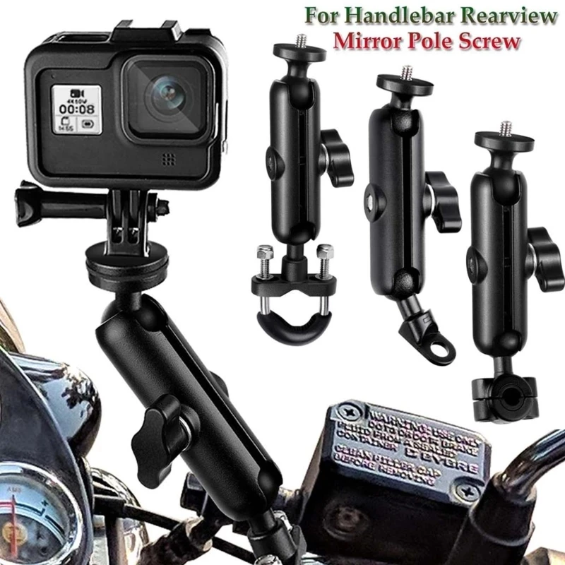 Metal Motorcycle Bicycle Camera Holder Handlebar Mirror Mount Bike Bracket for GoPro Hero 9 8 10 Phone Action Camera Accessories