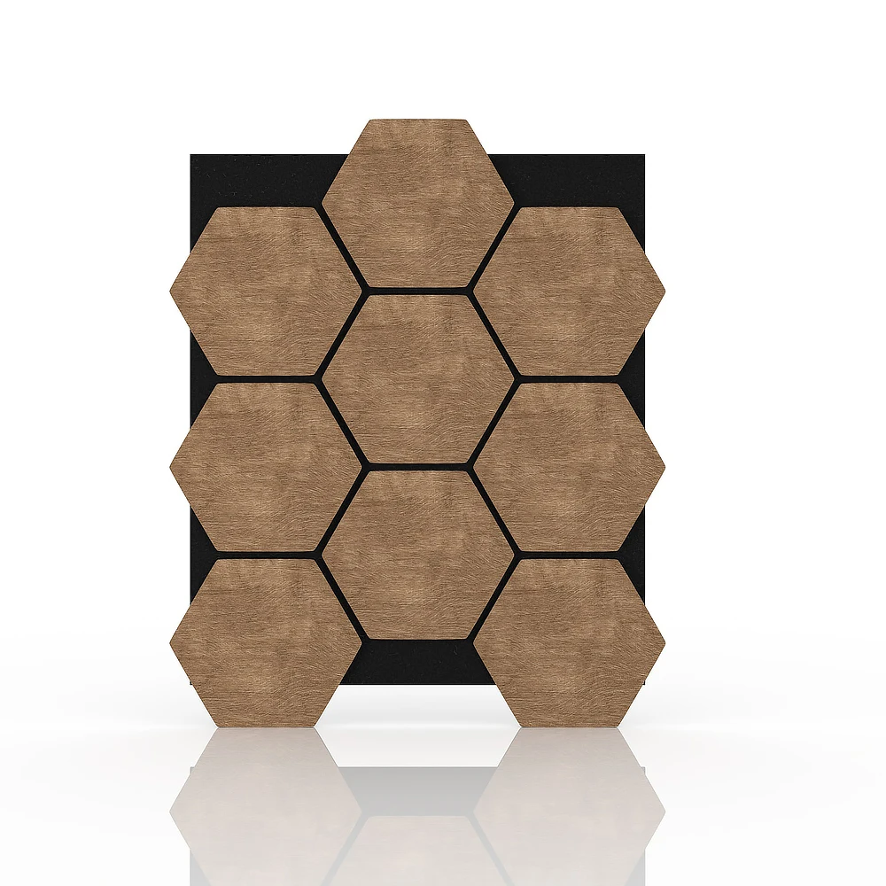 Modern Designed MDF Hexagon Wooden Slat Felt Acoustic Wood Sheet Panels Polyester Fiber Hexagon Wall Panels
