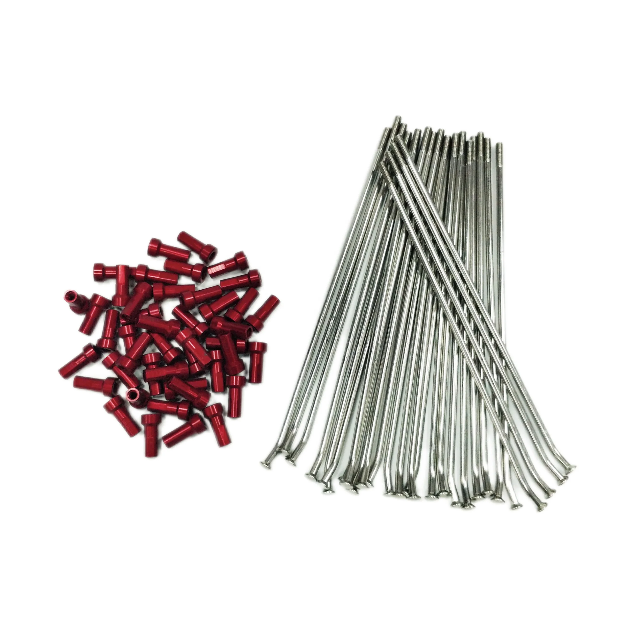 Motorcycle stainless steel spokes and red color alloy nipples 8G 9G 10G