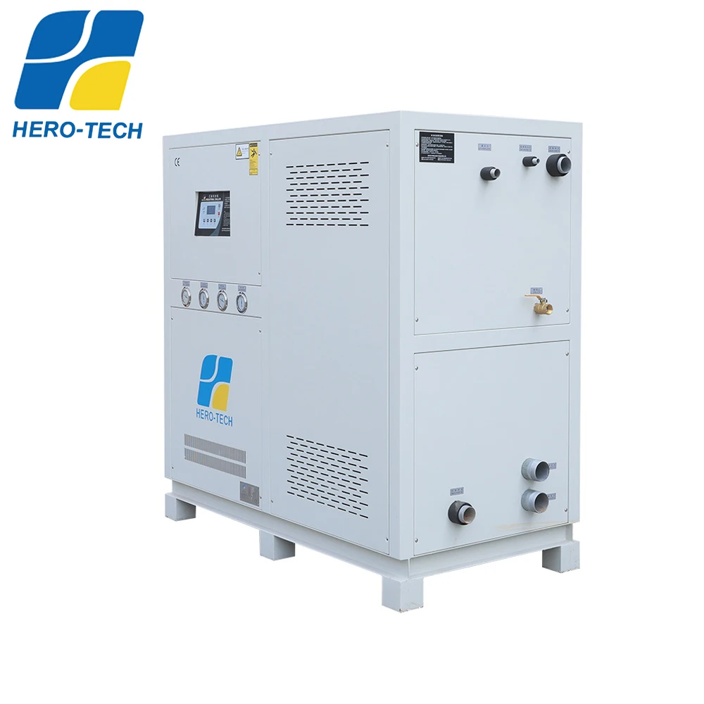 50KW 15hp Industrial Water Cooled Scroll Water Chiller for Plastic Industry Shell and Tube Tank with Copper Coil Hermetic Scroll