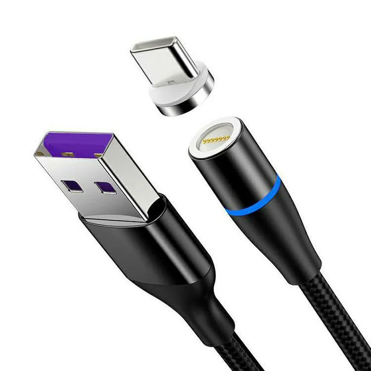 Wholesale 3 In 1 Magnetic 3A 5A Fast Charging  LED Light Cable Usb Magnetic Type C Data Cable