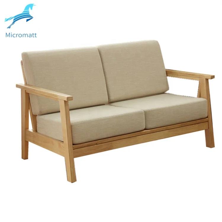 Wholesale Japanese Style Customizable Brown Color Living Room Double Solid Wood Couch