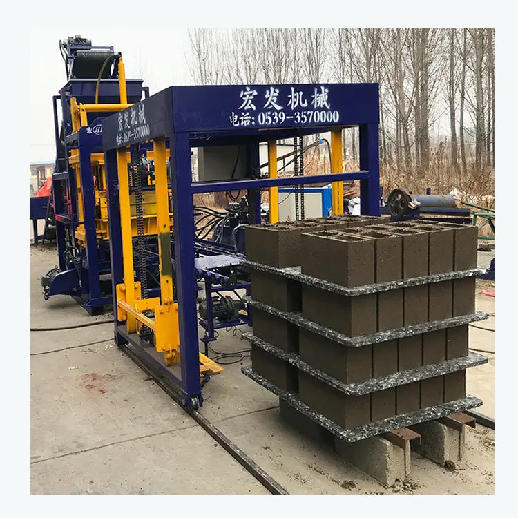 Automatic QT4-15D Hydraulic Cement Brick Production Line Hydraulic Hollow Making Machine Engine Produces Hydroform Concrete Sand