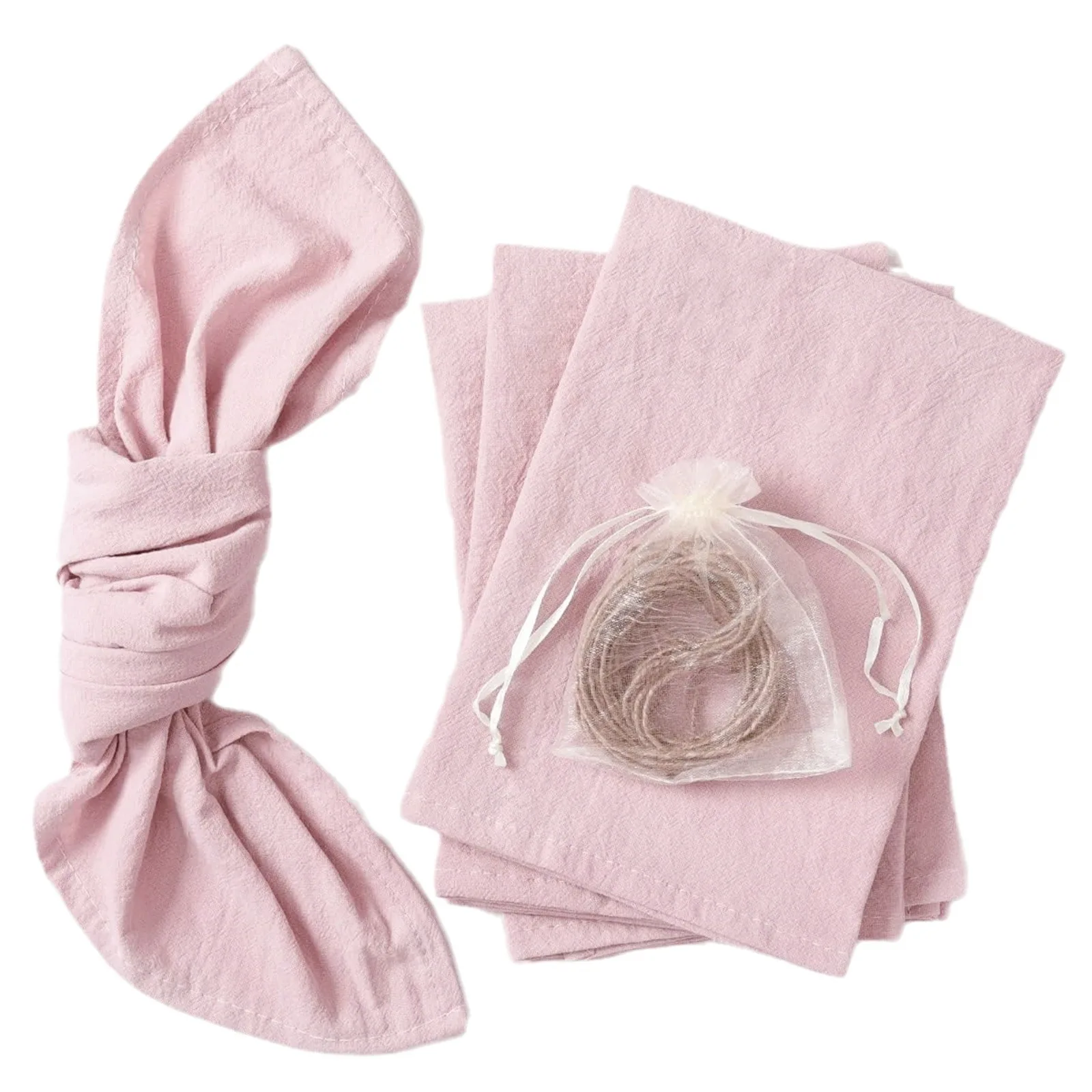 Organic rustic gauze cotton napkins Christmas table cheesecloth pink wedding dinner napkins