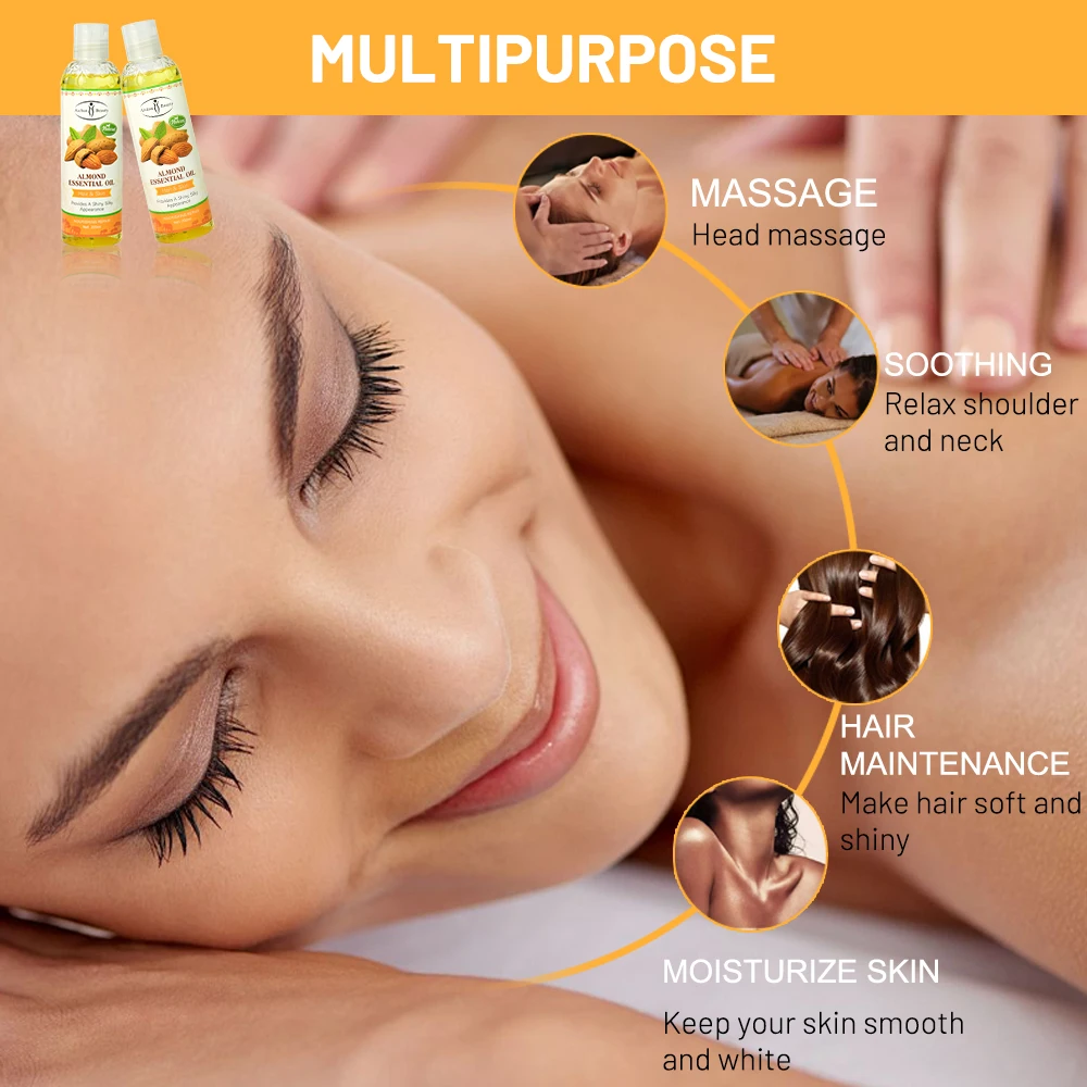 Aichun Beauty Hot Selling 100% Pure Natural Almond Essential Body Oil 7 Days Brighten Skin Improving Dullness White Massage Oil