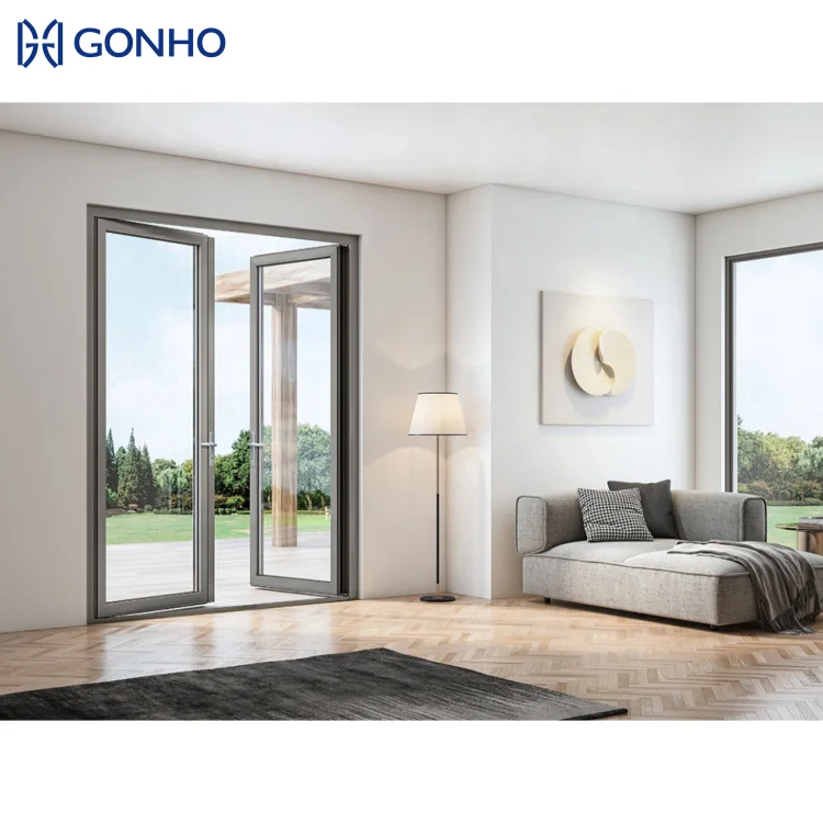 GONHO Customized Slim Frame Interior Swing Doors  Stable Hinged Iron Kitchen Doors Design Swing Door