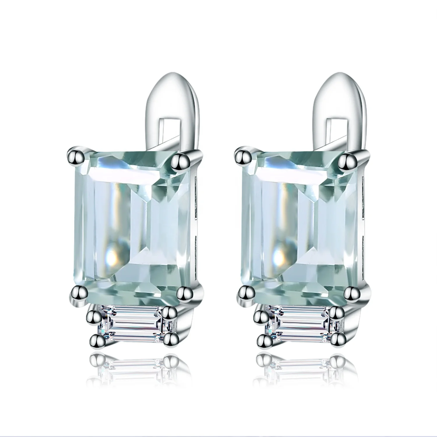 Серьги из серебра 925 пробы с аметистом и замком на английском языке